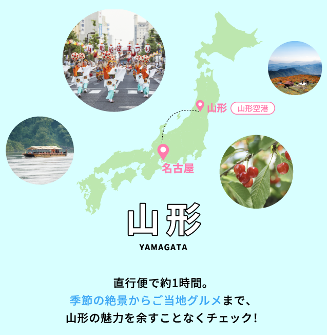 地図:県営名古屋空港から日本各地へ